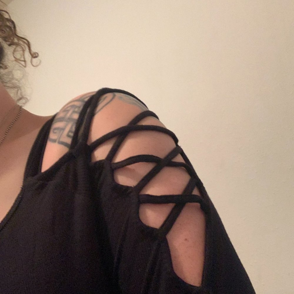 Black scoop neck blouse